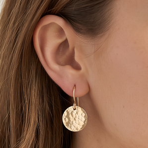Hammered Disc Dangle Earrings