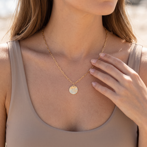 Hammered Disc Paperclip Necklace
